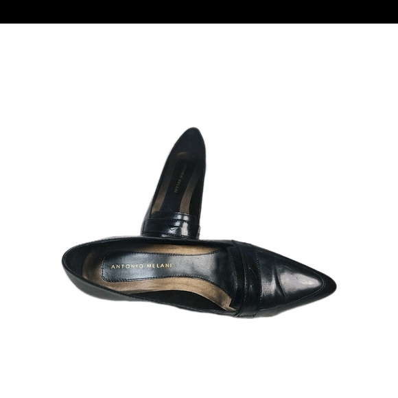 ANTONIO MELANI 🖤 Antonio Melani Blk Leather Loafer Pumps Sz 7 Work-to-Night[3A - Picture 9 of 9